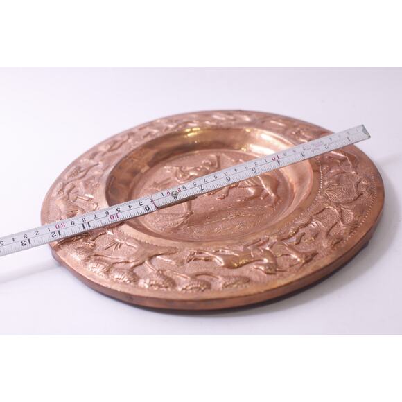 Vintage, Hammered Copper Decorative Plate, Farming Scene, FLAWED ~ 250707-WH 399 - Picture 4 of 4